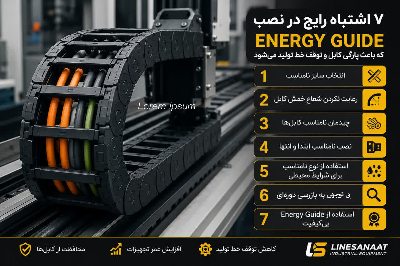 7 اشتباه رایج در نصب Energy Guide که باعث پارگی کابل و توقف خط تولید می‌شود
